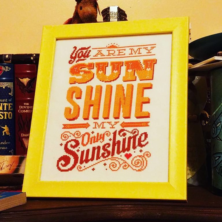 You Are My Sunshine framed cross stitch