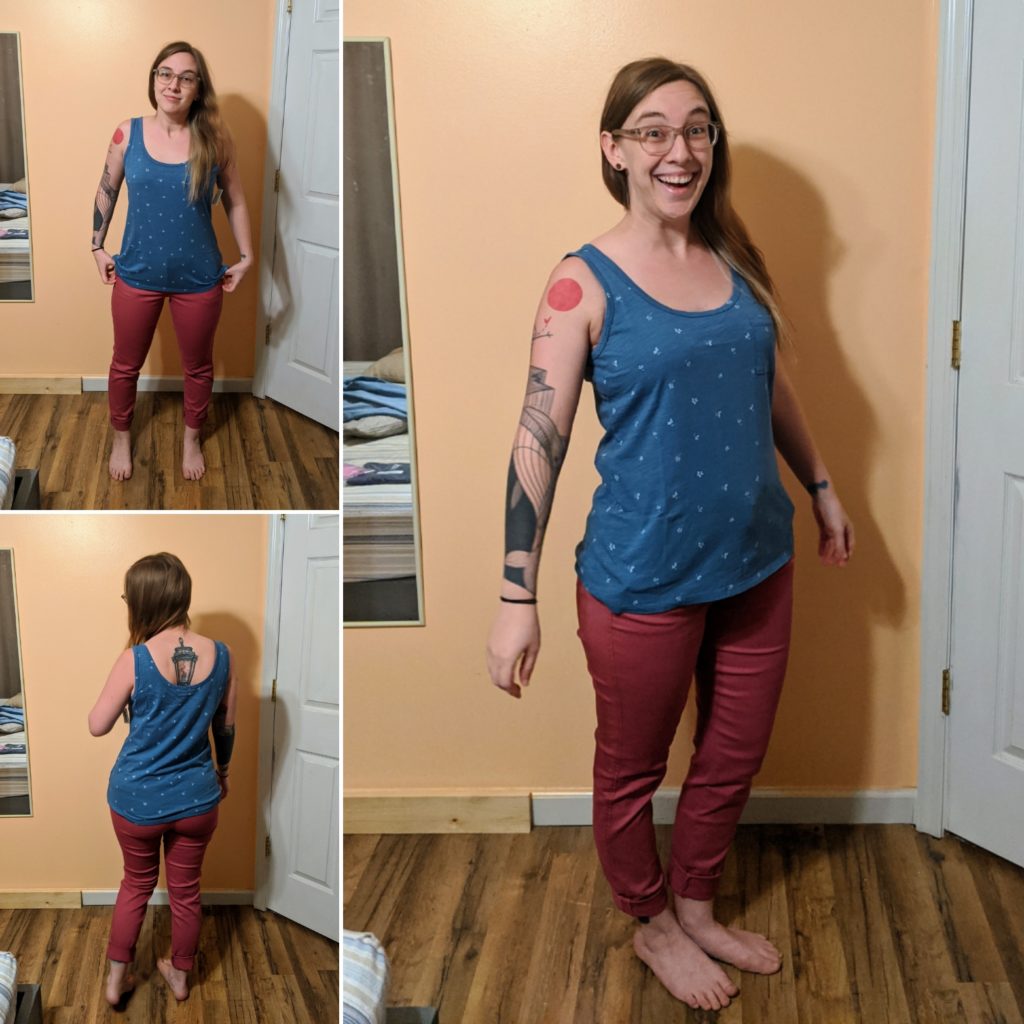 blue tank top & pants